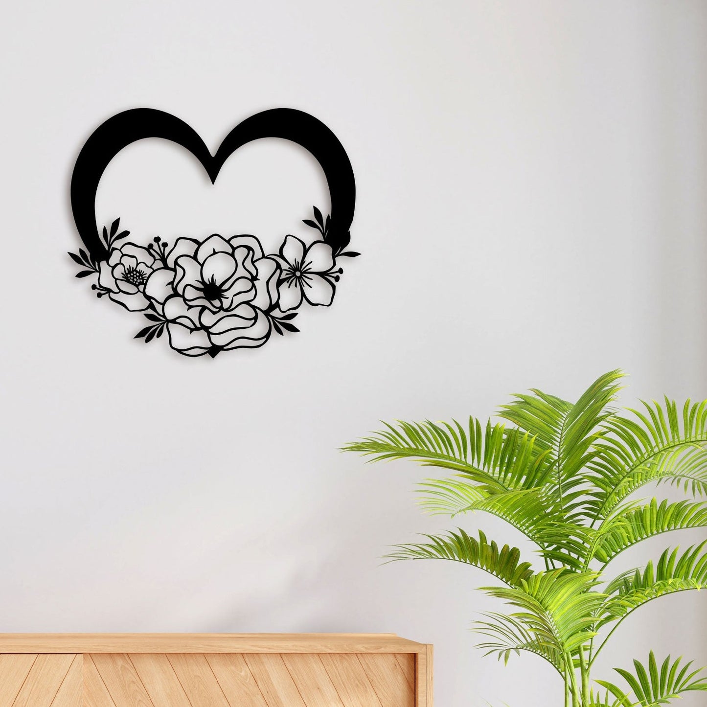 Flower Heart Metal Wall Art 2