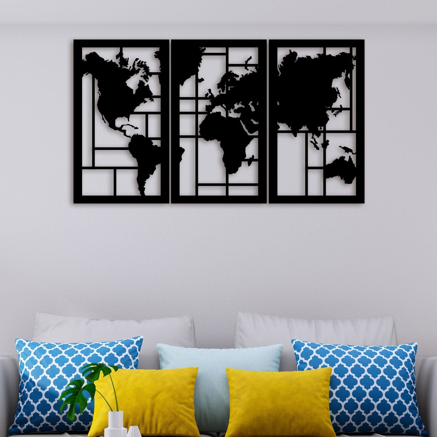 3 Piece Map Metal Wall Art 3