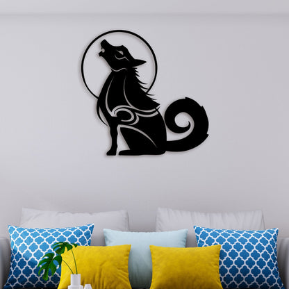 Wolf on Moon Metal Wall Art 3