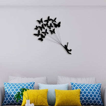 Boy with Butterflies Metal Wall Art 3