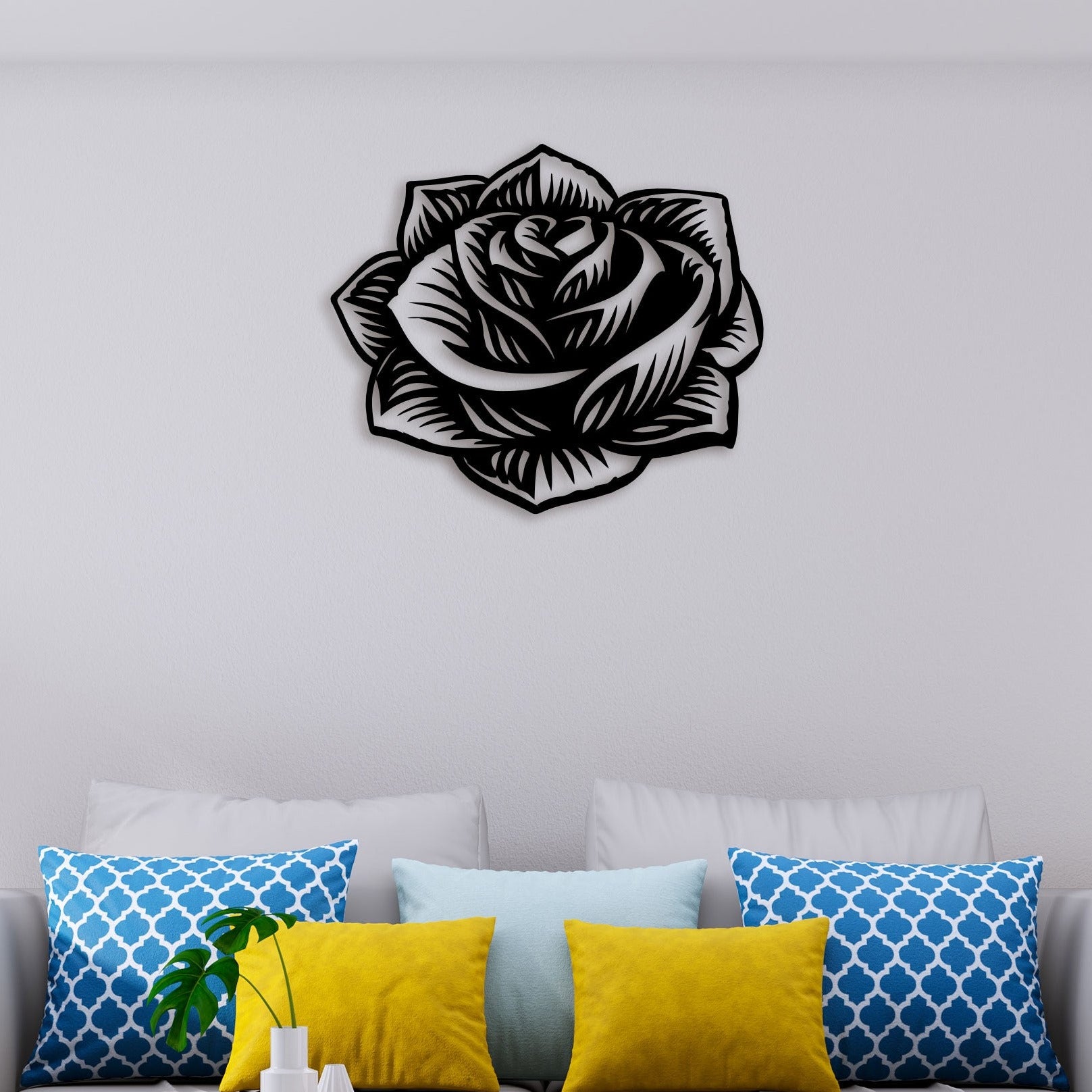 Eleagnt Rose Metal Wall Art 3