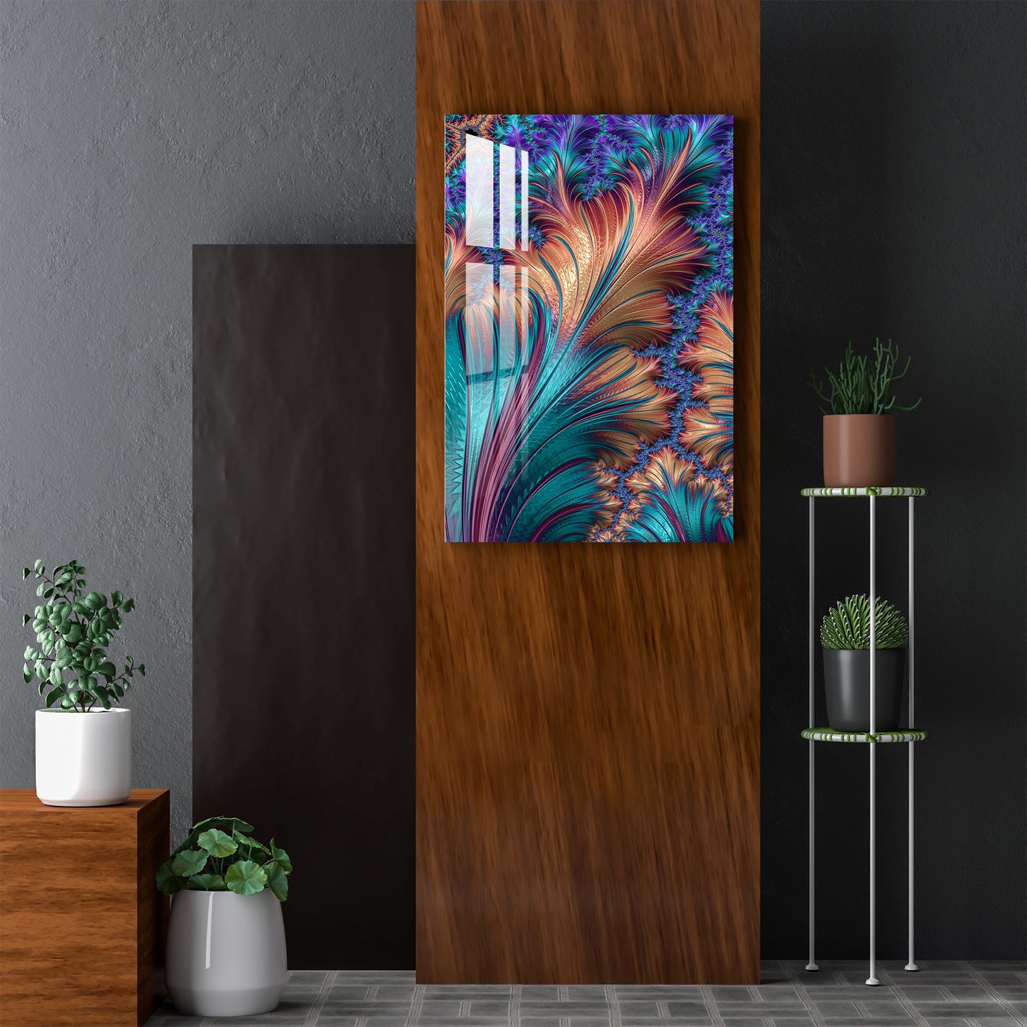 Multicolor Feather Acrylic Wall Art