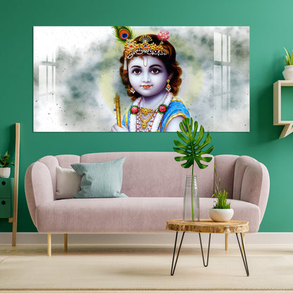 Bal Shree Krishna Acrylic Wall Art - 35.5X17.4 Inch / 3MM