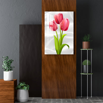 Red Tulips Acrylic Wall Art