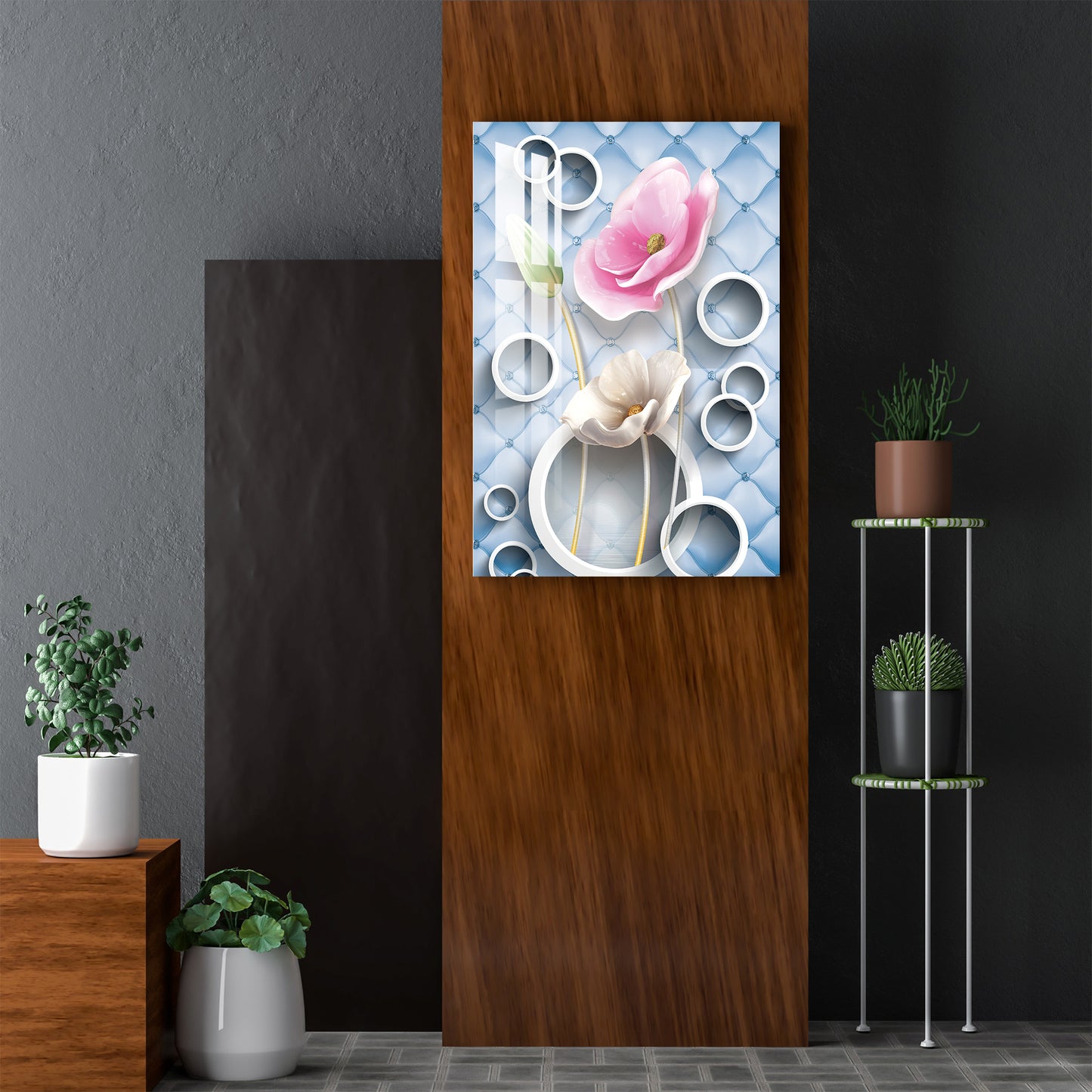 Pink & White Flower Acrylic Wall Art