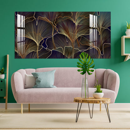 Golden Leaves Acrylic Wall Art