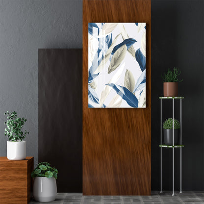 Blue & White Feather Acrylic Wall Art