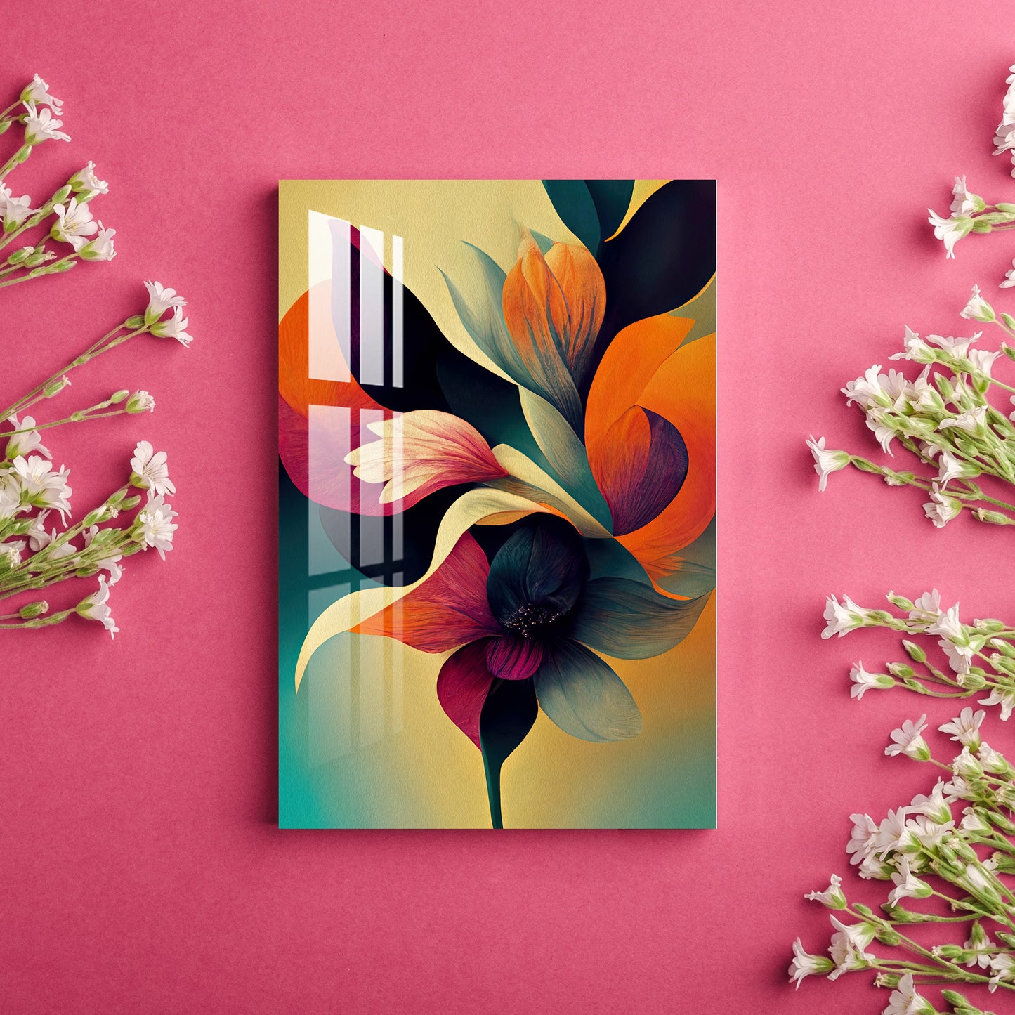 Colorful Glowing Flower Acrylic Wall Art