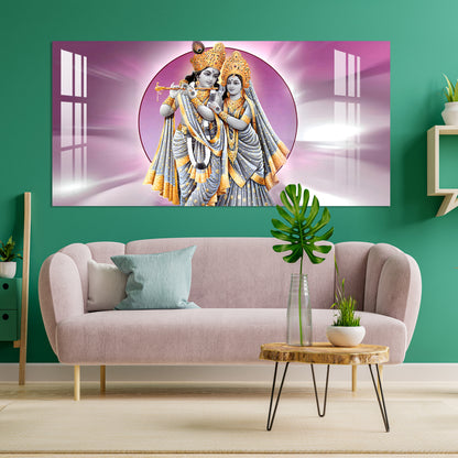 Radha Krishna in Grey & Gold Acrylic Wall Art