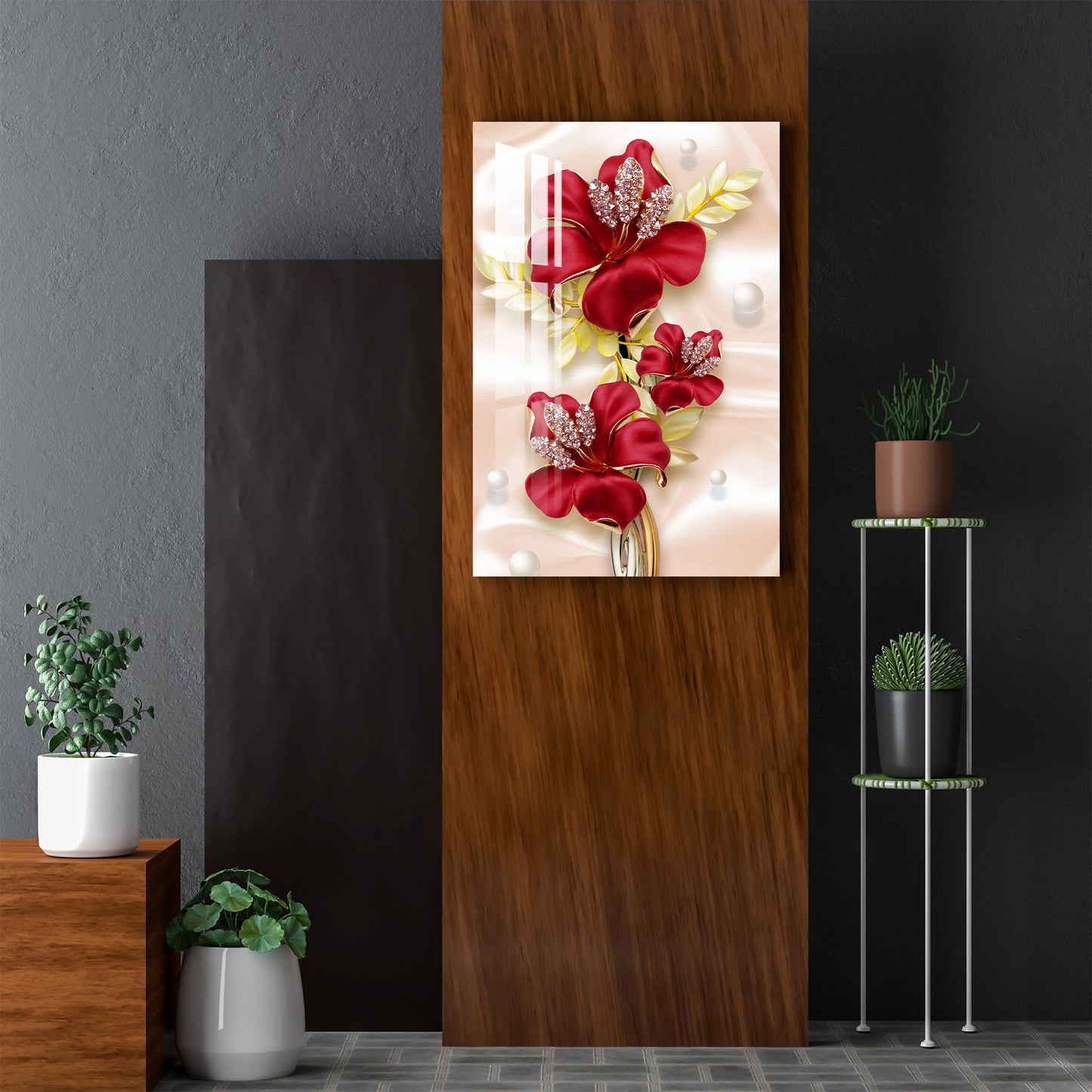 Red Flower Bouquet Acrylic Wall Art