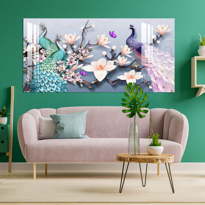 Colorful Peacocks Acrylic Wall Art