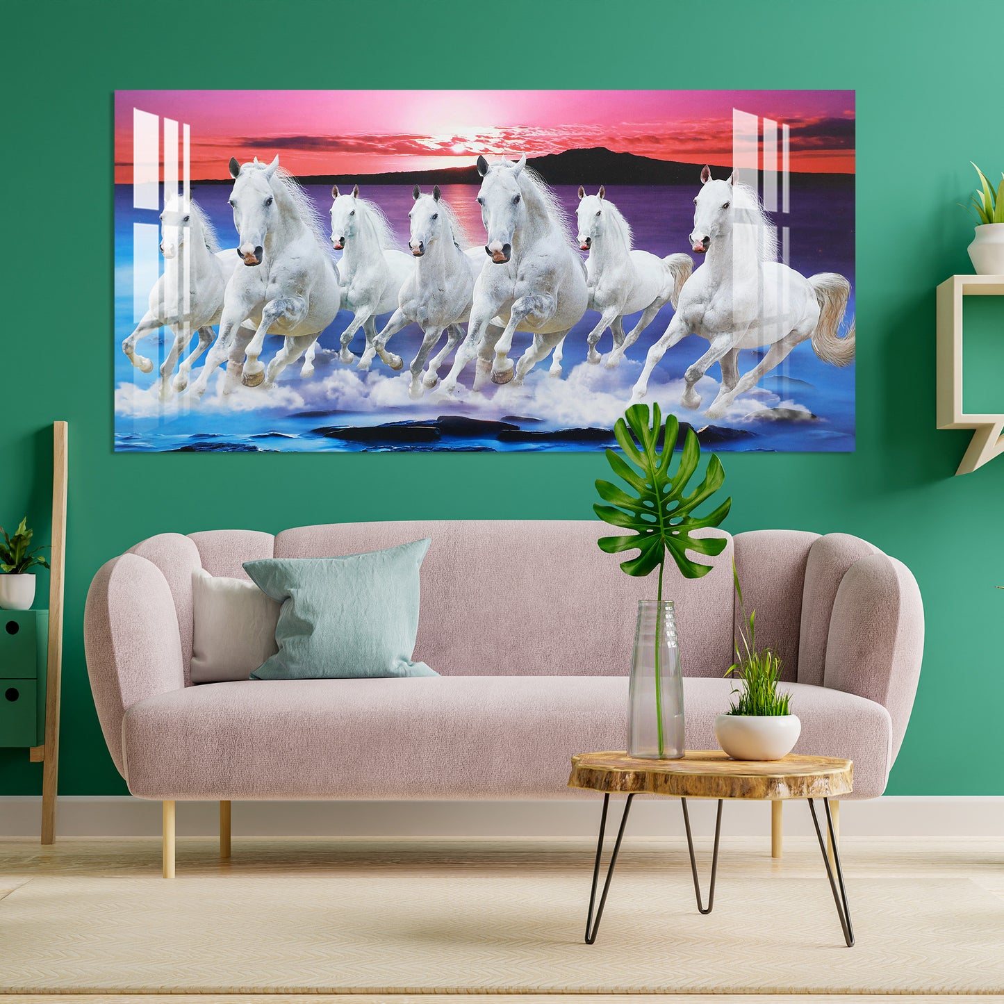 Seven White Horses Acrylic Wall Art