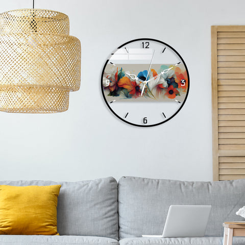 Admiring Floral Printed Acrylic Wall Clock