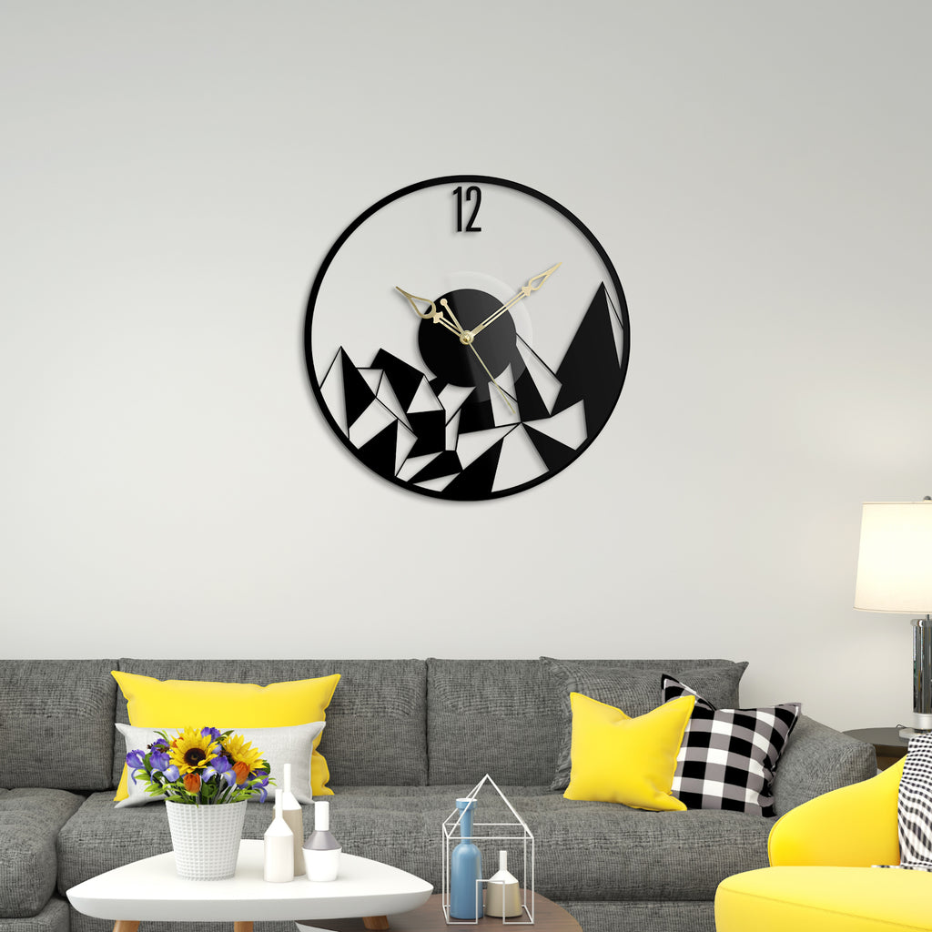 Acrylic Mountain Look Round Wall Clock