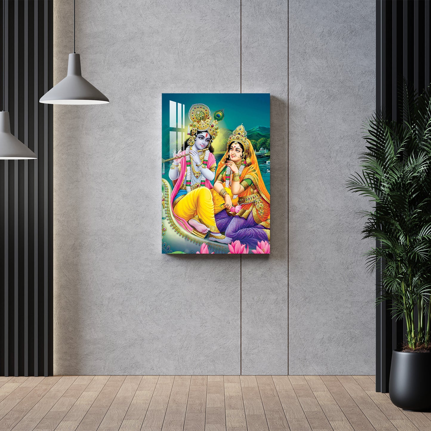 Radha Krishna on River Bank Acrylic Wall Art