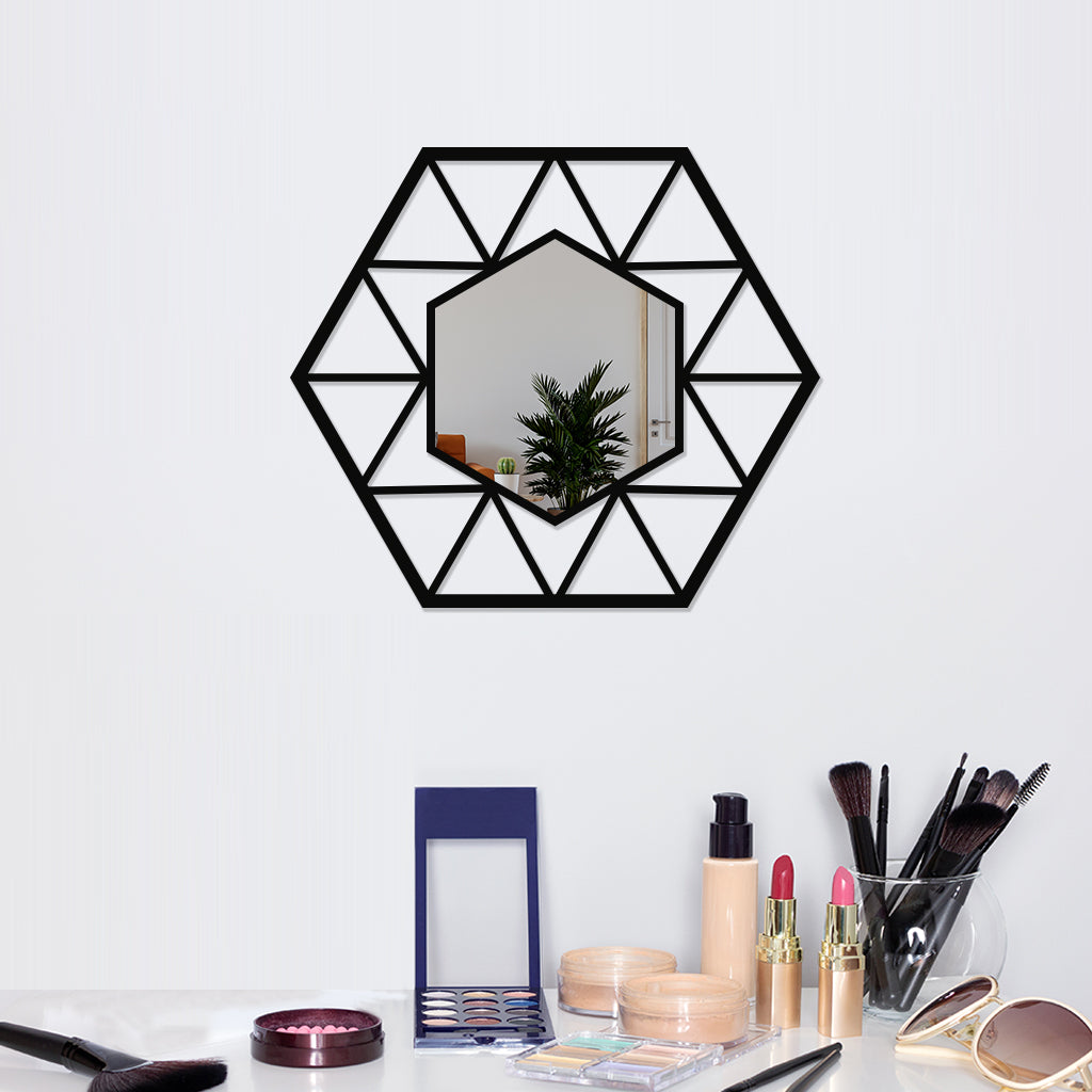 Hexagonal Shaped Metal Wall Mirror