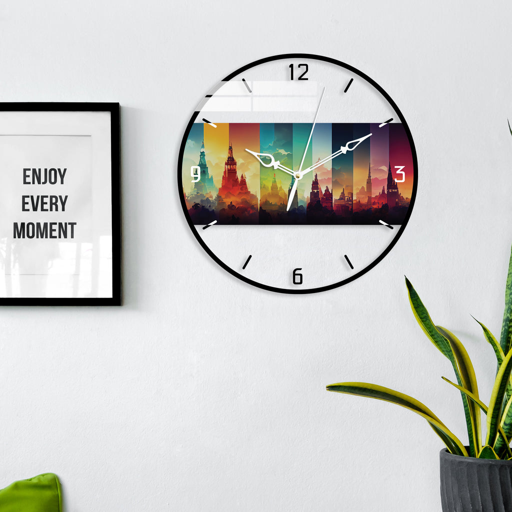Skyscrappers Printed Acrylic Wall Clock