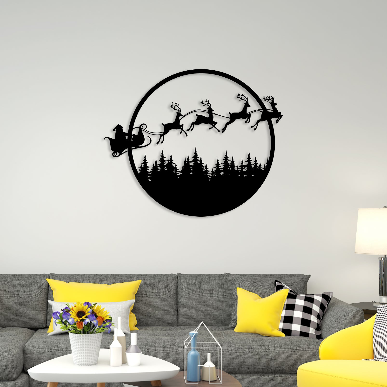 Reindeer Ride Metal Wall Art