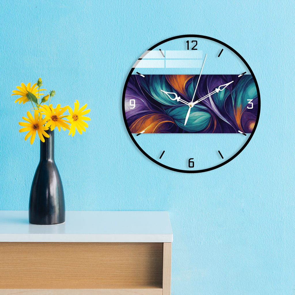 Abstract Multicolor Pattern Printed Acrylic Wall Clock