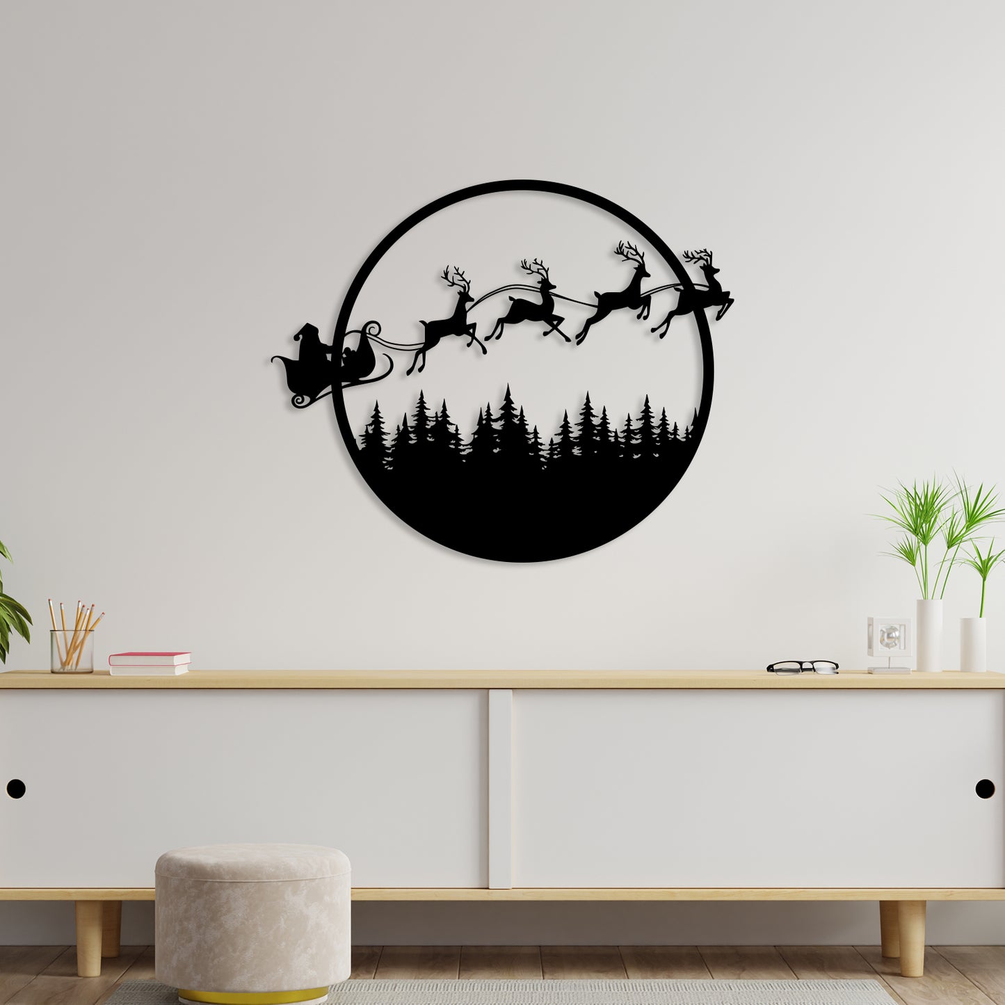 Reindeer Ride Metal Wall Art