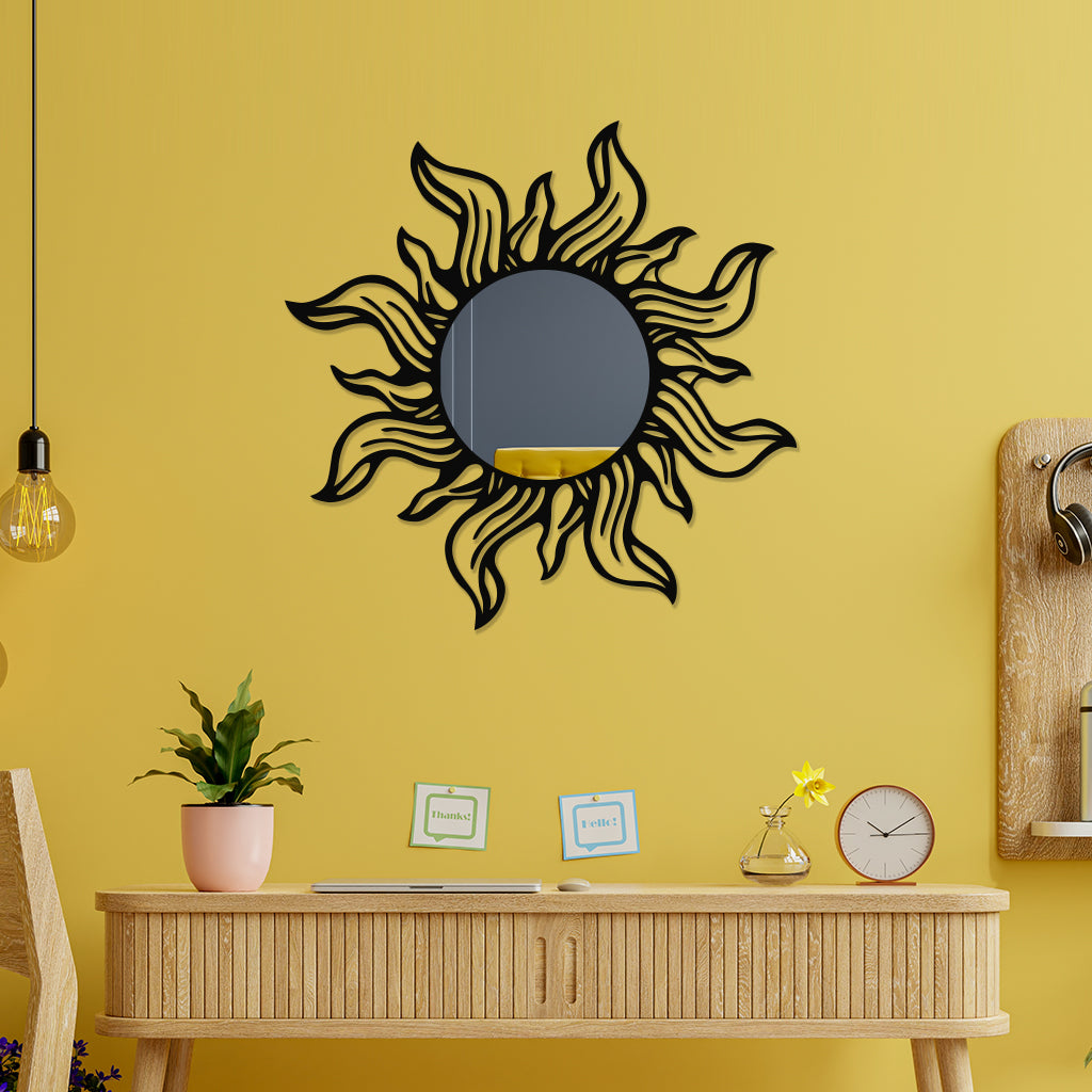 Sun Shaped Designer Metal Wall Mirror