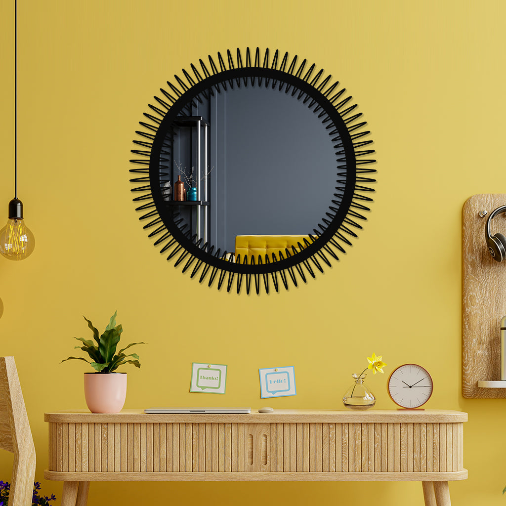 Contemporary Round Metal Wall Mirror