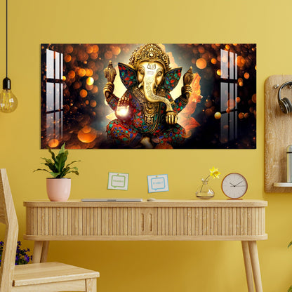 Alluring Ganesha Acrylic Wall Art - 23.5X11.5 Inch / 3MM