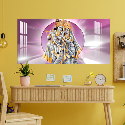 Radha Krishna in Grey & Gold Acrylic Wall Art