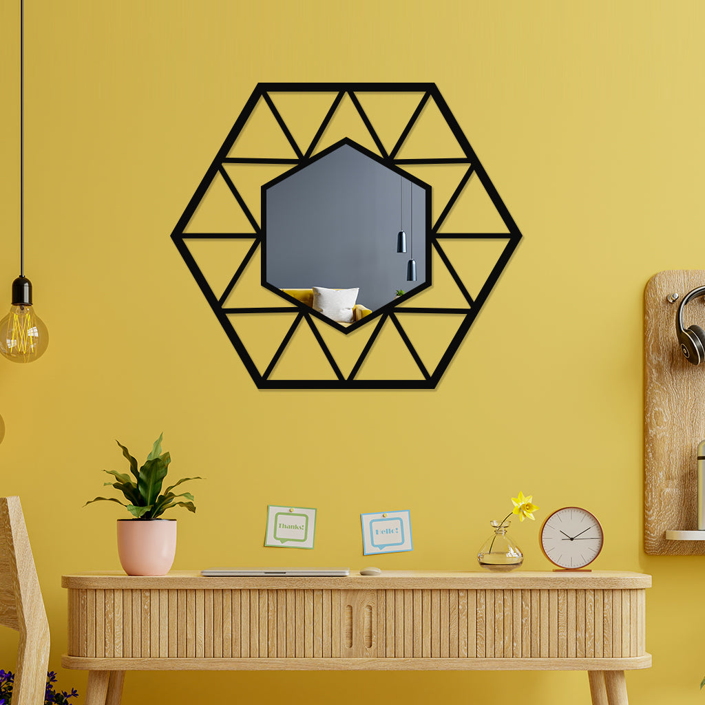 Hexagonal Shaped Metal Wall Mirror