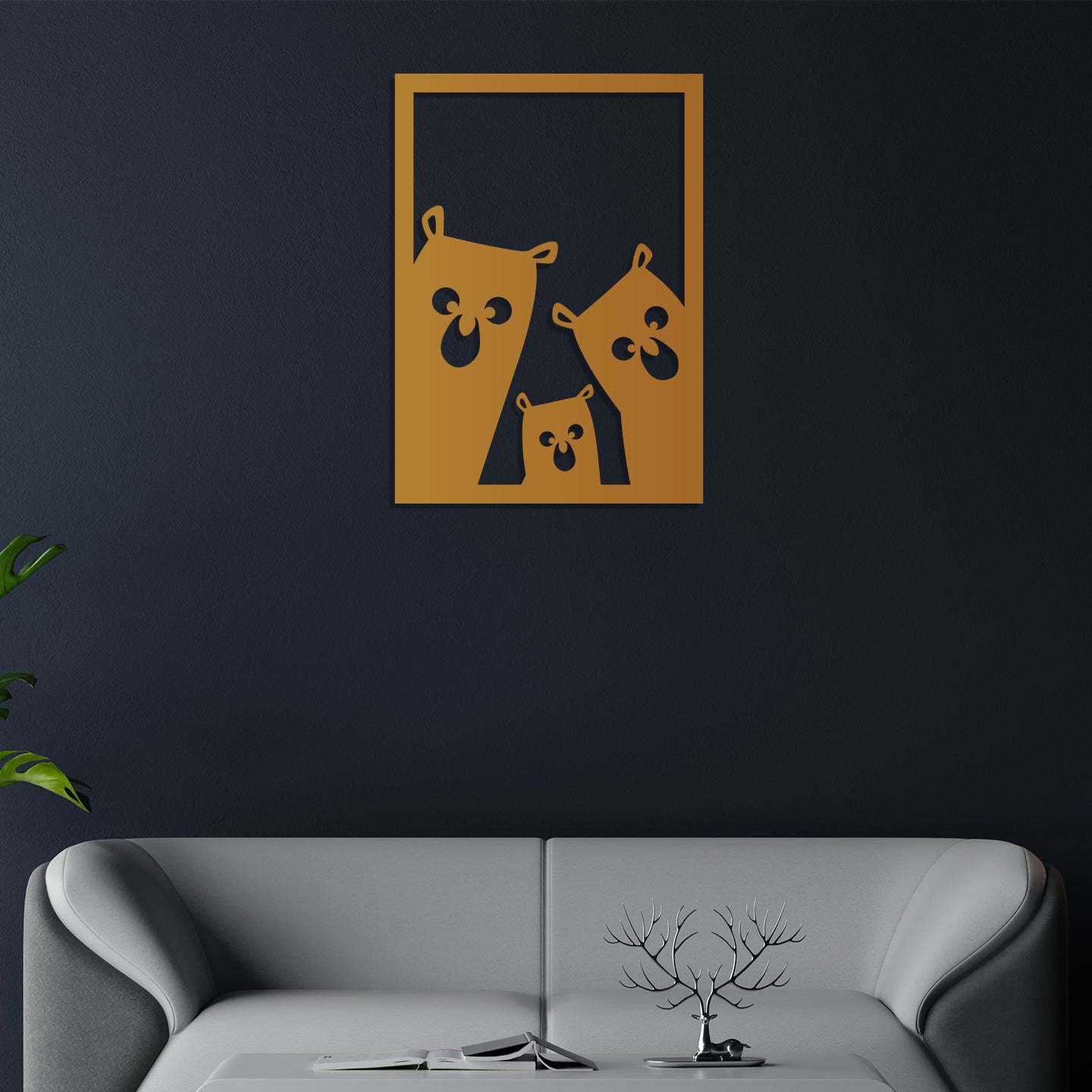 Bear Family Metal Wall Art