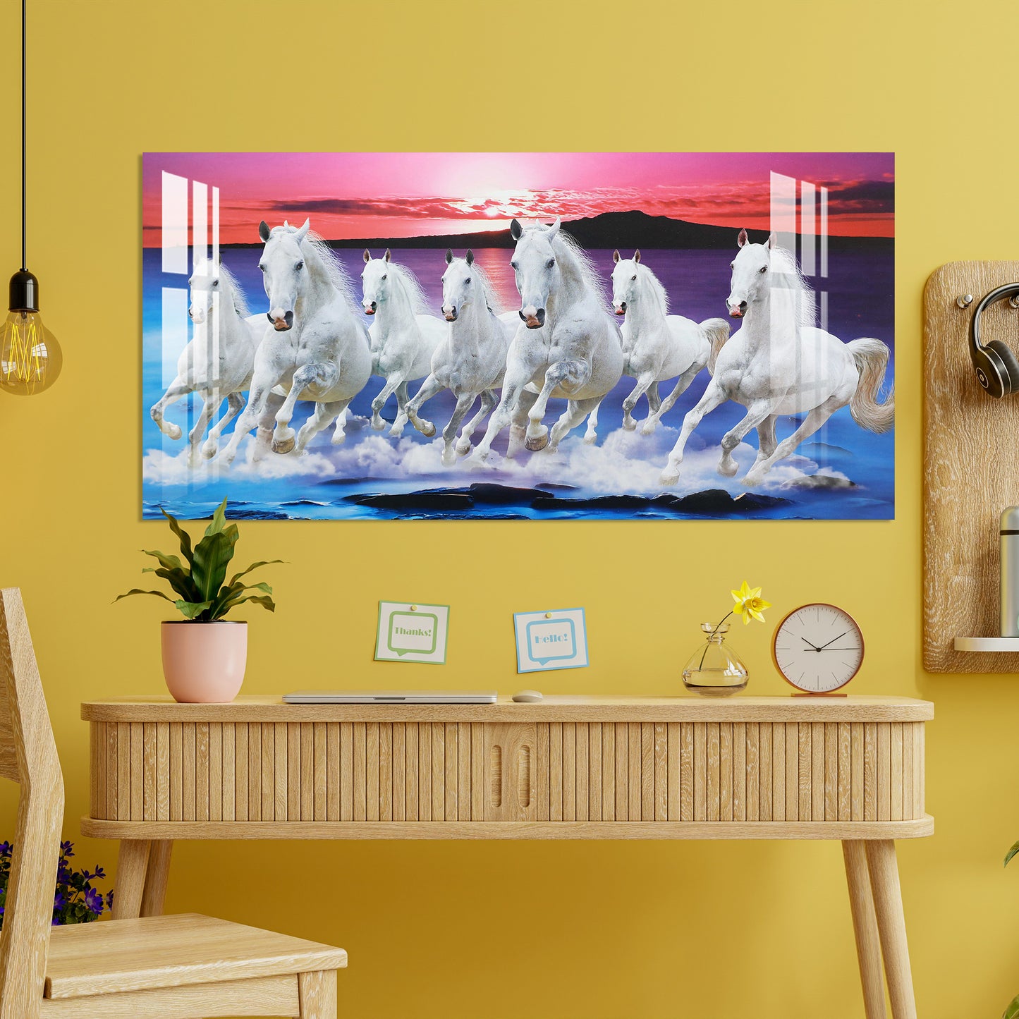 Seven White Horses Acrylic Wall Art