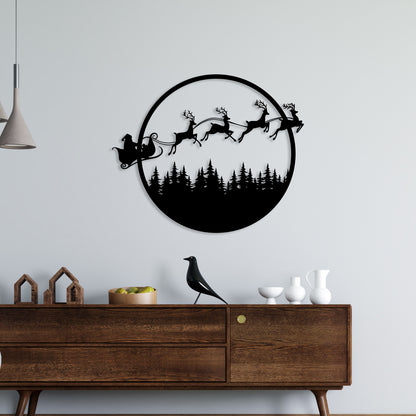 Reindeer Ride Metal Wall Art