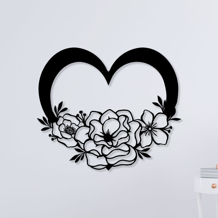 Flower Heart Metal Wall Art