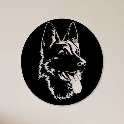 German Shepherd Face Metal  Wall Art