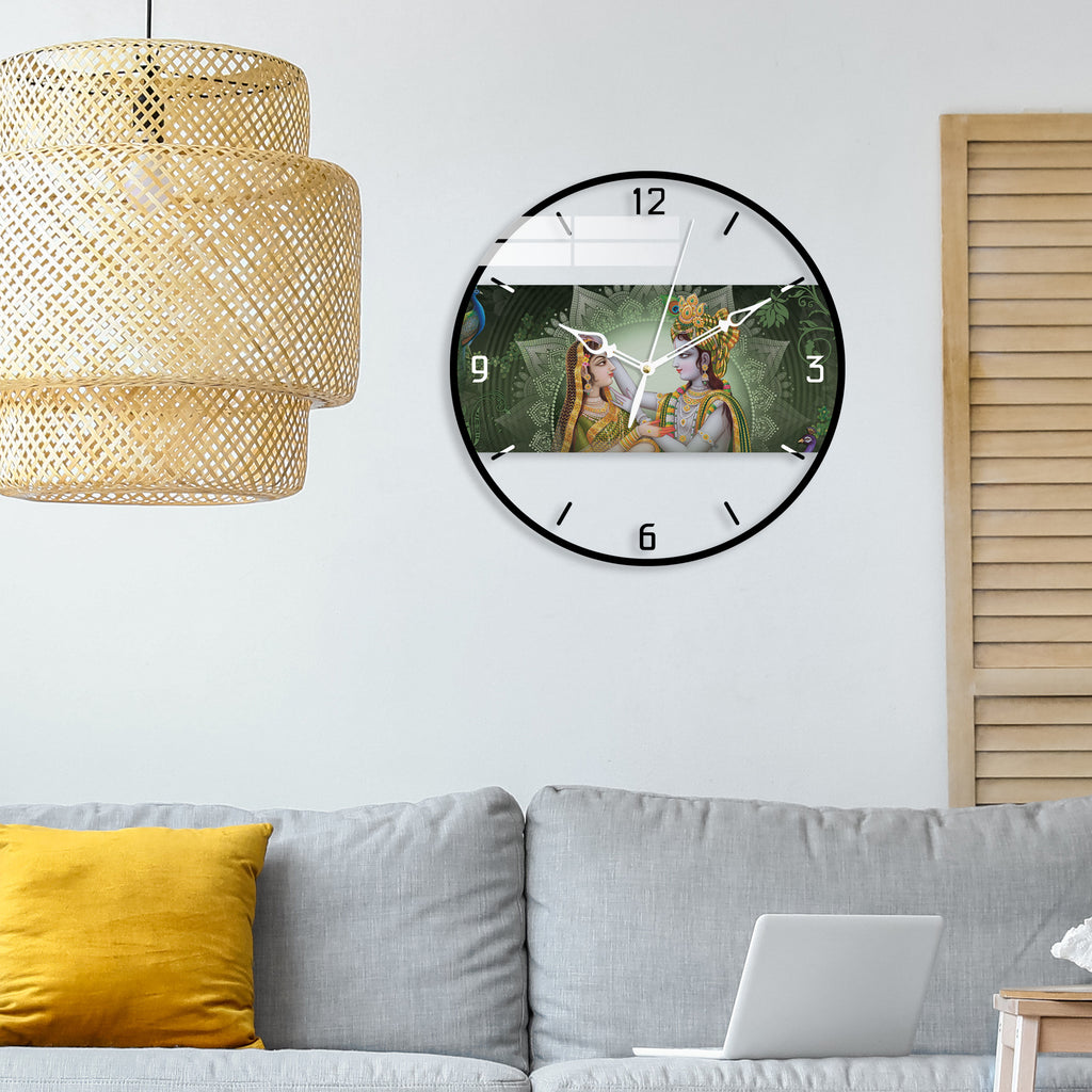 Radha Krishna Printed Acrylic Wall Clock