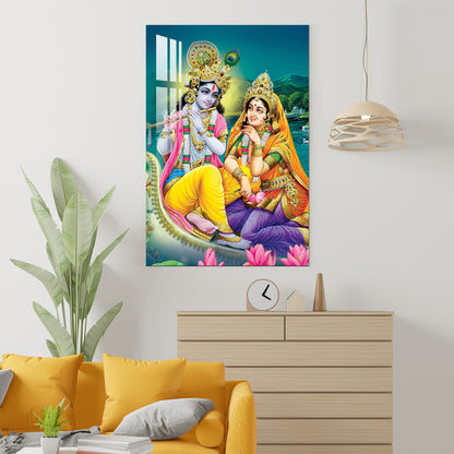 Radha Krishna on River Bank Acrylic Wall Art