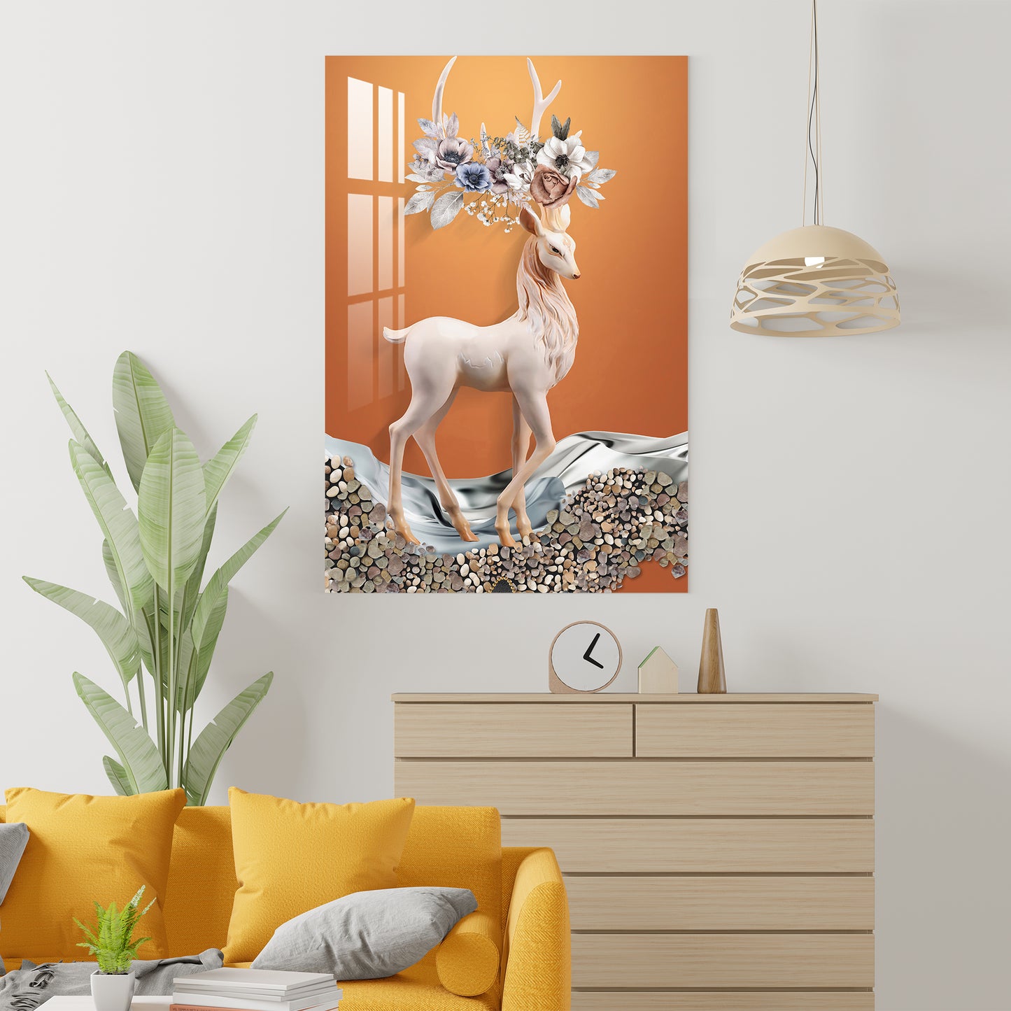 Fascinating White Deer Acrylic Wall Art