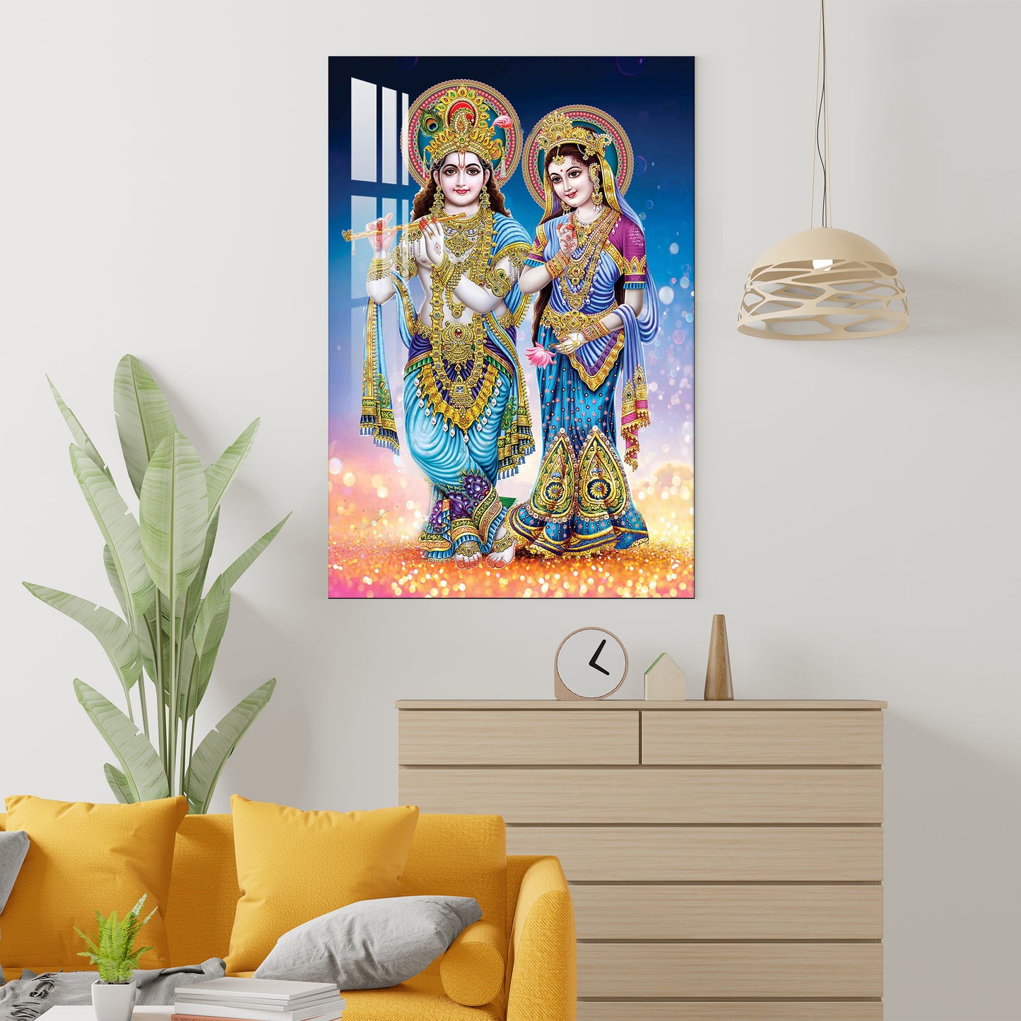 Decorated Krishna & Radha Acrylic Wall Art