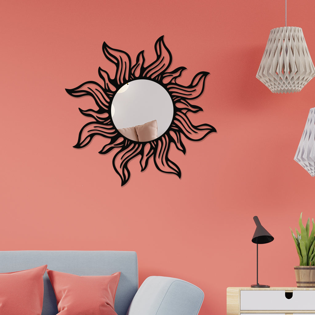 Sun Shaped Designer Metal Wall Mirror