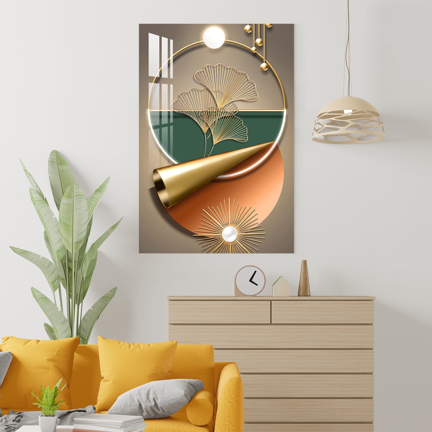 Luxury Golden Strands Acrylic Wall Art