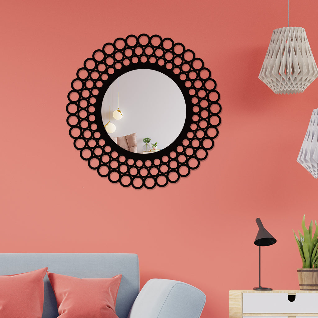 Pebble Style Round Metal Wall Mirror