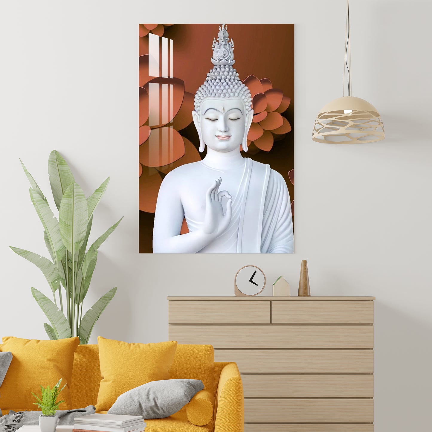 Buddha in White Acrylic Wall Art