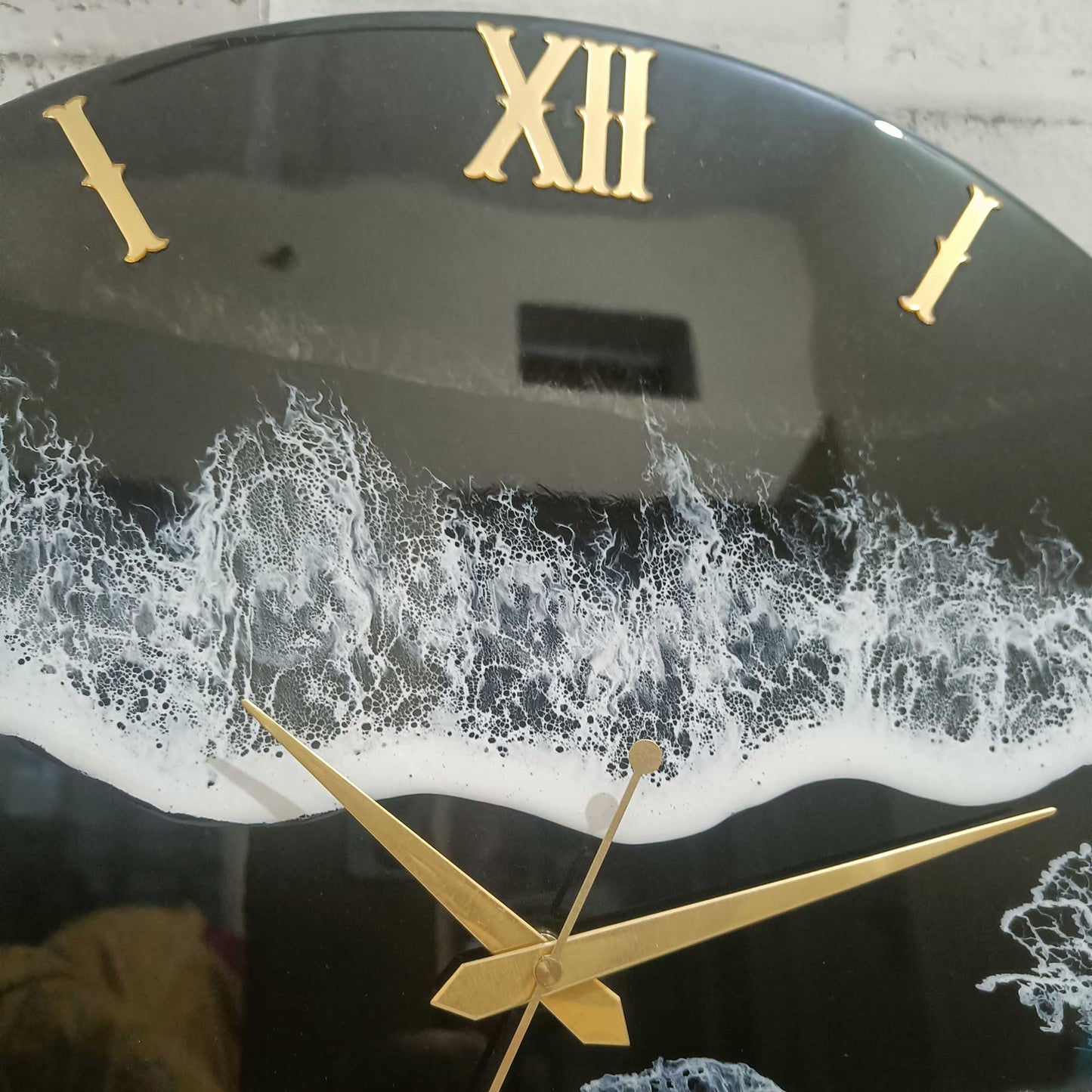 Black Beach View Epoxy Resin Wall Clock