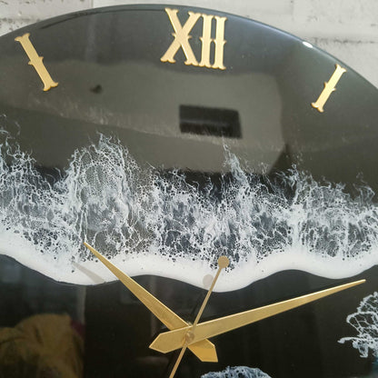 Black Beach View Epoxy Resin Wall Clock