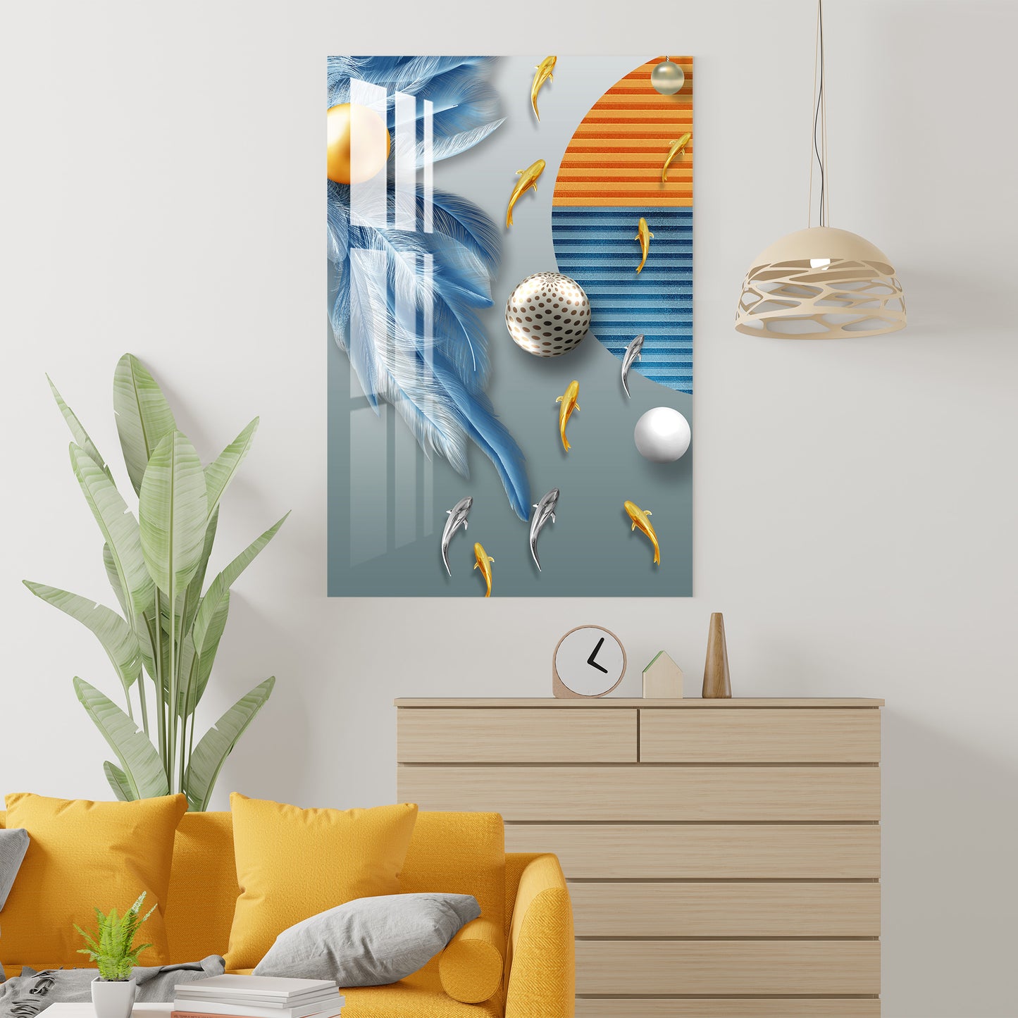 Fishes with Feathers Acrylic Wall Art