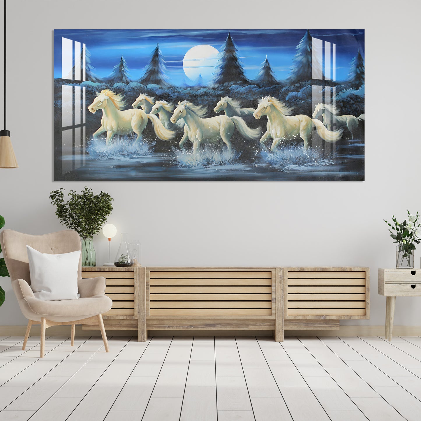 Horses Crossing River Acrylic Wall Art