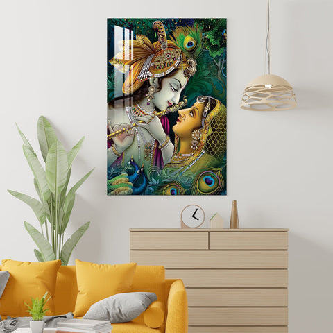 Lord Krishna with Flute Acrylic Wall Art - 23.5X16 inches / 8MM (Premium)