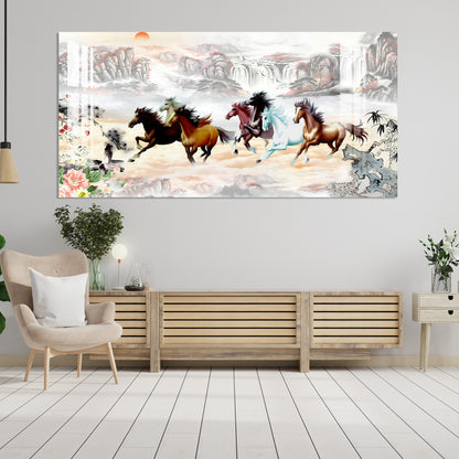 The Sunrise & The Horses Acrylic Wall Art