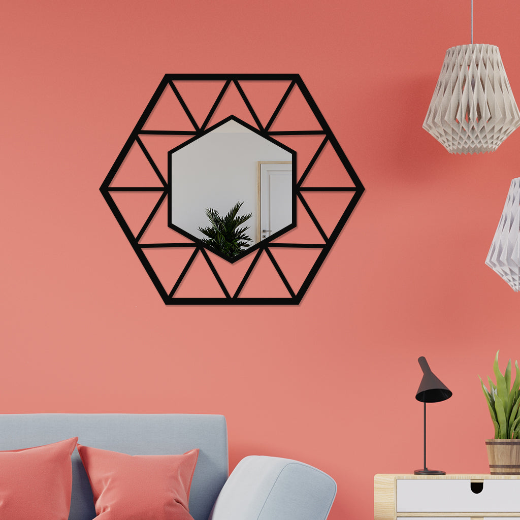 Hexagonal Shaped Metal Wall Mirror