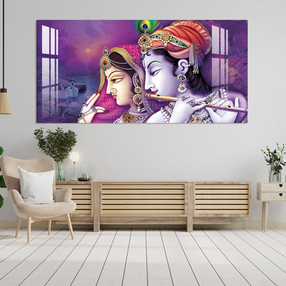 Beautiful Radha Krishna with Flute Acrylic Wall Art